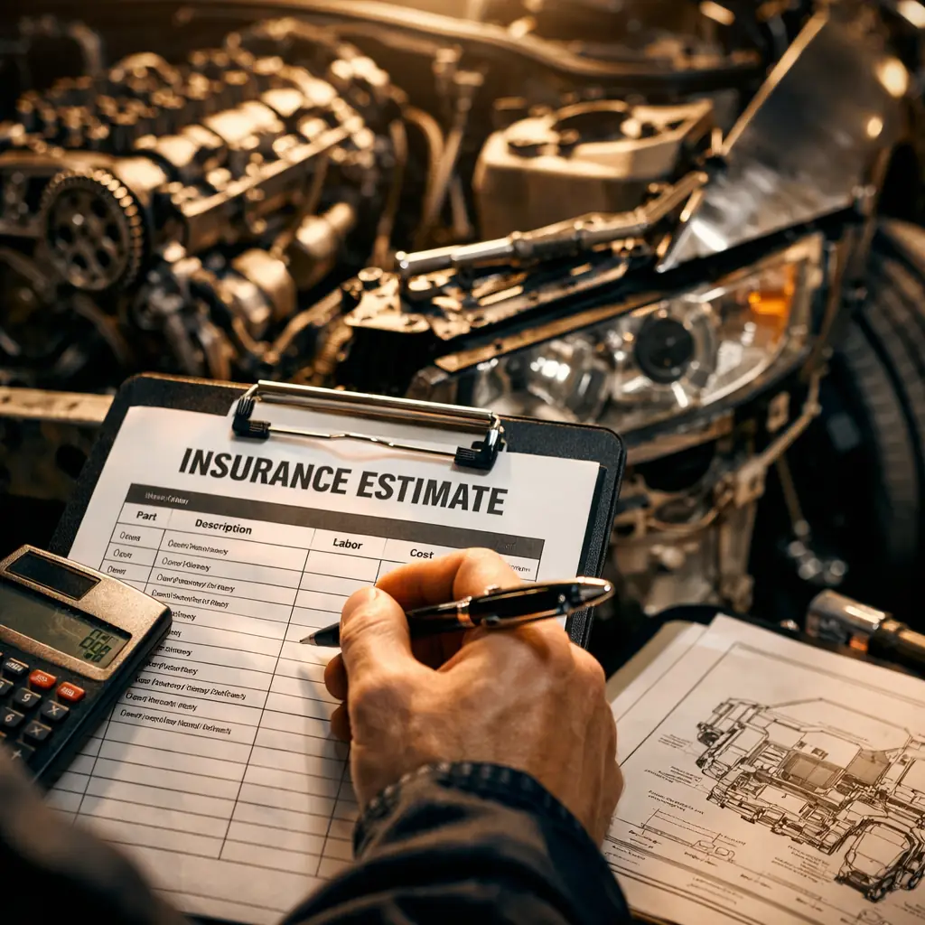 Auto repair insurance estimate checklist during collision repair in Houston