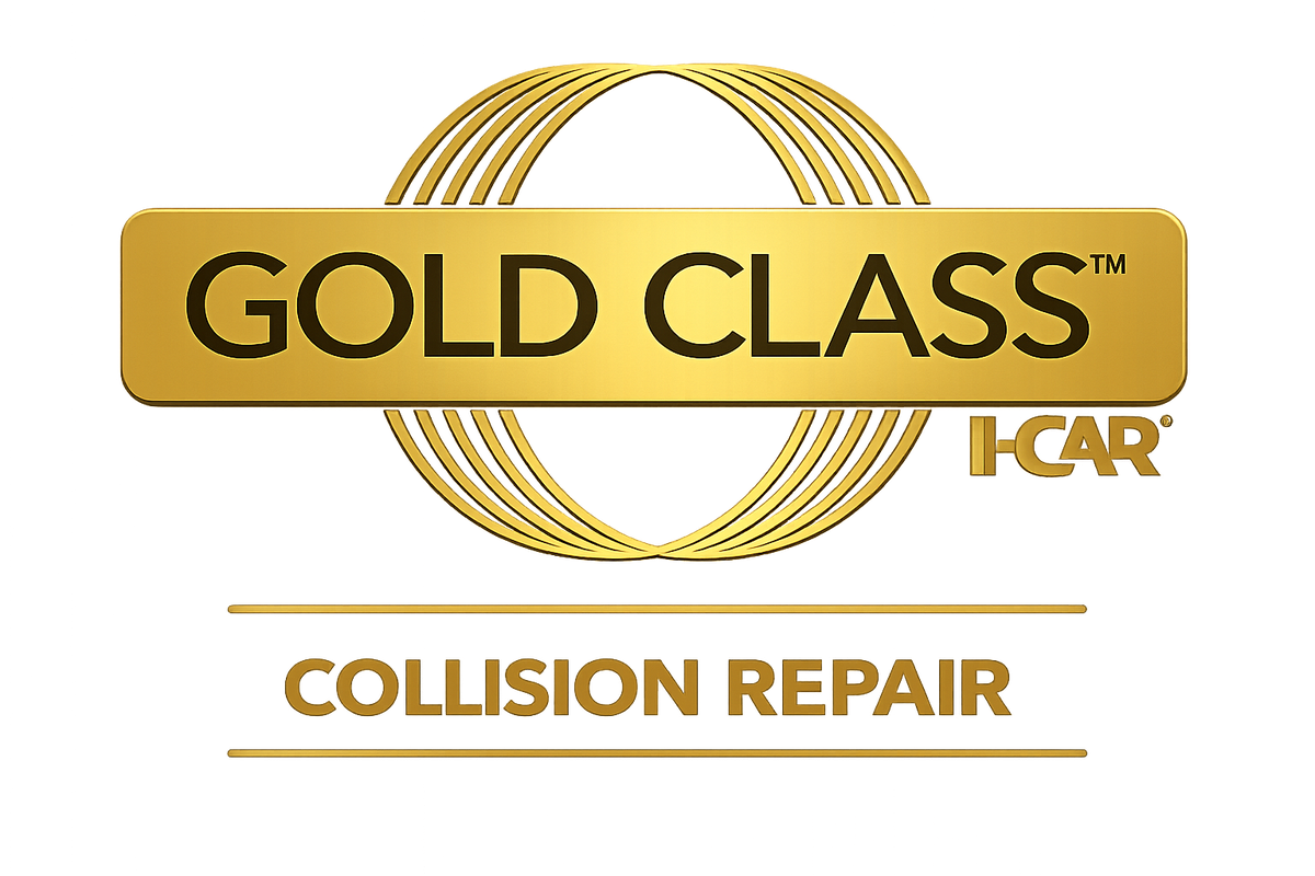 I-CAR Gold Class collision repair badge transparent logo for Houston article