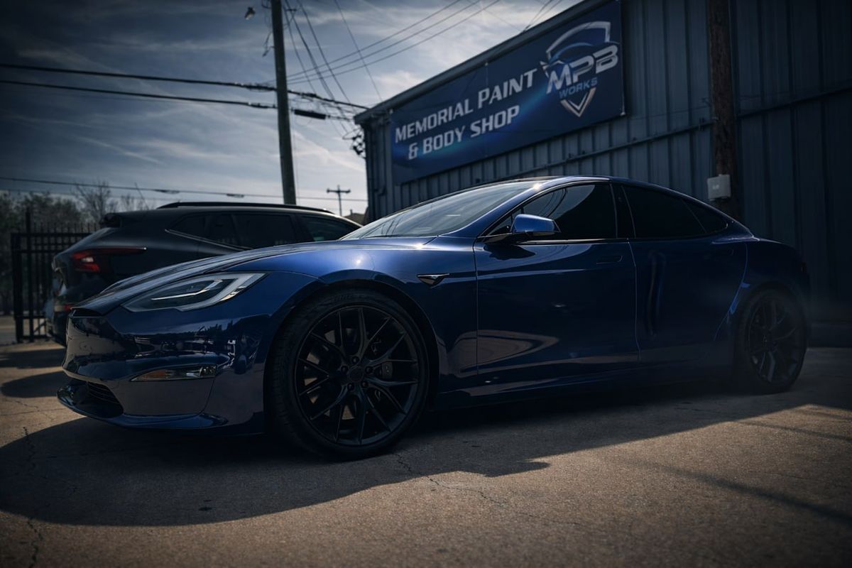 Tesla repair Houston hero image at MPB Works body shop
