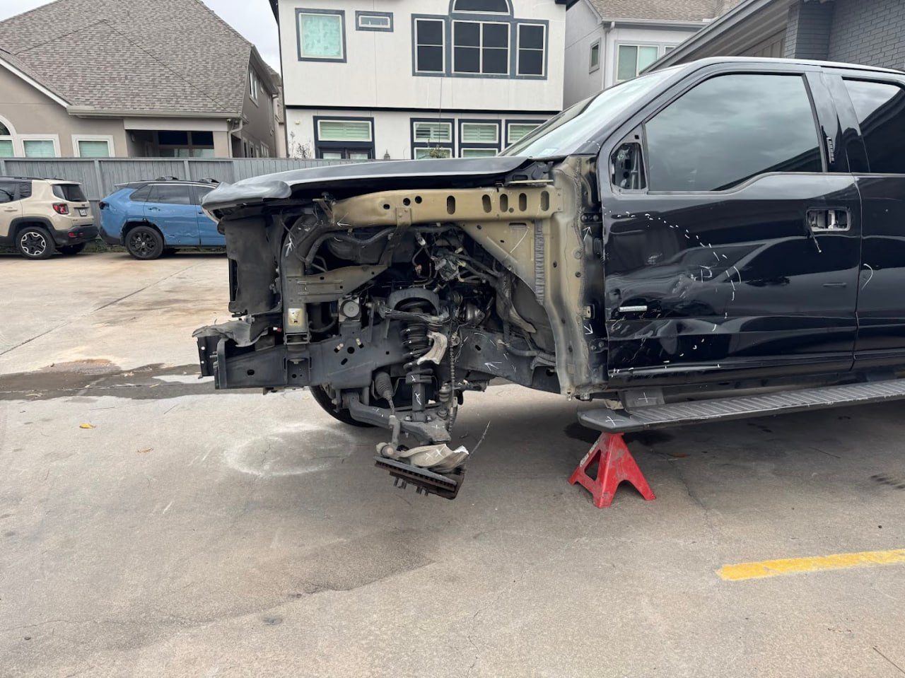 Frame damage and airbag total loss example